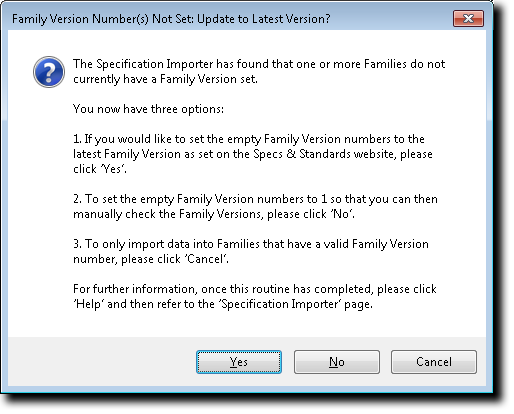 Family Version Number(s) Not Set, Update to Latest Version?